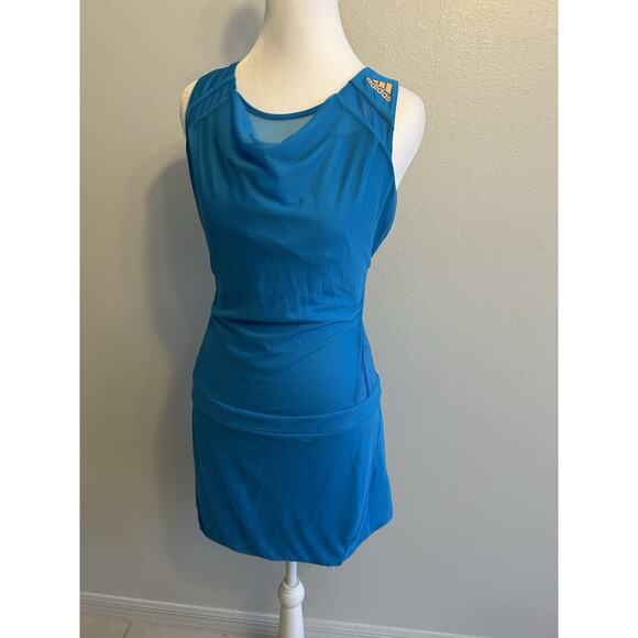 Adidas Mesh Tennis Dress Cowl Neck Sheer Geo Print Ana Ivanovic 2014 Aus Open M - Picture 8 of 12